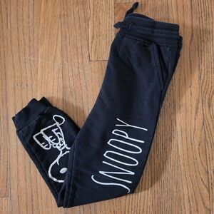 Peanuts Black Joggers With White Snoopy Graphic Boys Size 4-5